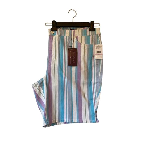 Gloria Vanderbilt Coastal Y2K Rainbow Spring Stripe Midrise Bermuda Shorts 22W - Picture 1 of 11